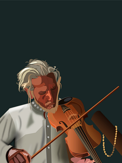 Violin man, vector portrait digital art illustration vector vector portrait