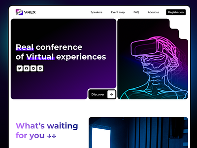 VR conference web concept ai artificial intelligence conference event exibition future gaming meet up neon ui virtual reality vr web design