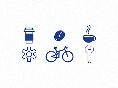 Bike & Coffee Icons bike icon brand brand development brand identity branding brands coffee icon design icon icon set iconography illustration vector