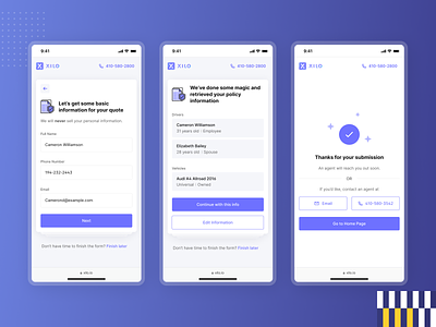 Insurance quote submission app figma form inputs insurance product design progress saas success message ui