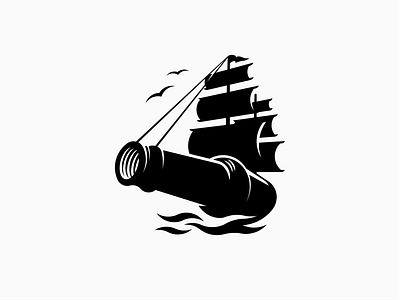 Wolfe Island Spring beer boat bottle brewery cannon clever concept craft design double meaning island landscape logo perspective sail sailing sea ship