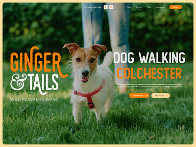 Ginger & Tails adobe xd colchester design dog walking dogs graphic design pets ui uiux web web design web development website wordpress