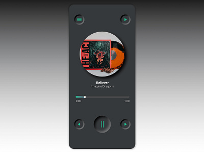 Neumorphic design dark mobile music musicplayer neumorphic neumorphicdesign ui