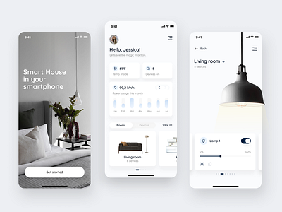 Home Monitoring Dashboard app carousel dashboard graphic design home illustration interior launch minimalistic mobile stats ui ux