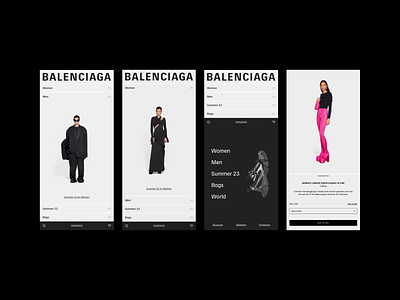 Balenciaga – Design exploration aftereffect animation balenciaga black branding commerce design digital elegant fashion figma homepage listing page product prototype ui ux website white
