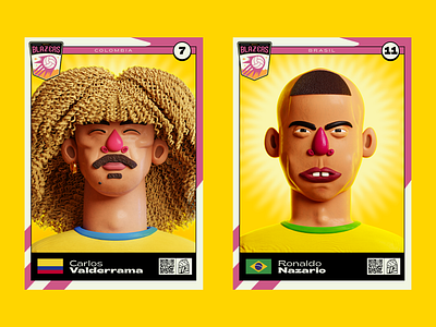 Goal Blazers : Valderrama & Ronaldo 3d 3d art character design design fifa football illustration ronaldo sticker valderrama