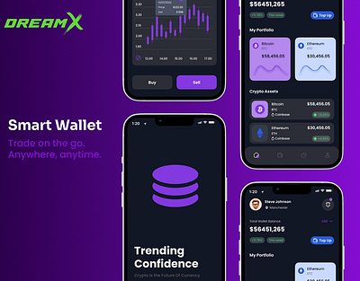 SmartWallet [Crypto] android app crypto crypto app crypto wallet dark theme design finance ios mobile mobile app mobile app design payment prototype startup ui ui design ux ux design web design