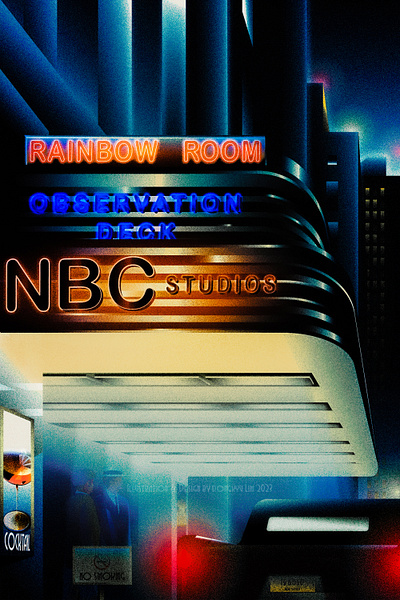 NYC, transcending the ages 2023 1930 1980 architecture art deco illustration nbc studios new york nyc vintage