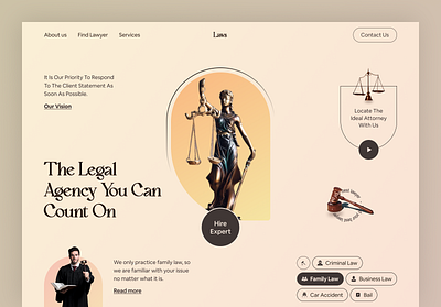 Law Firm Landing Page advocate attorney consultancy creative defenseattorney design firm header hire lawyer justic landing page law law firm lawyer legal legal advice ui ux website