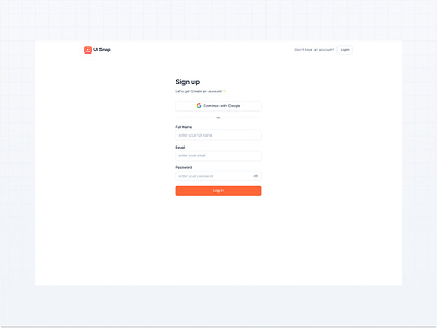 UI Snap - Sign Up Page sign up page