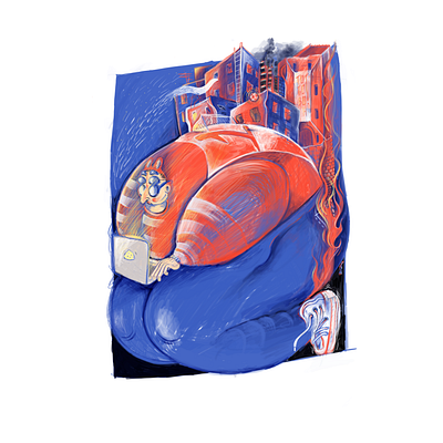 An huge man and his back adv canvas digital digital paint illustration print