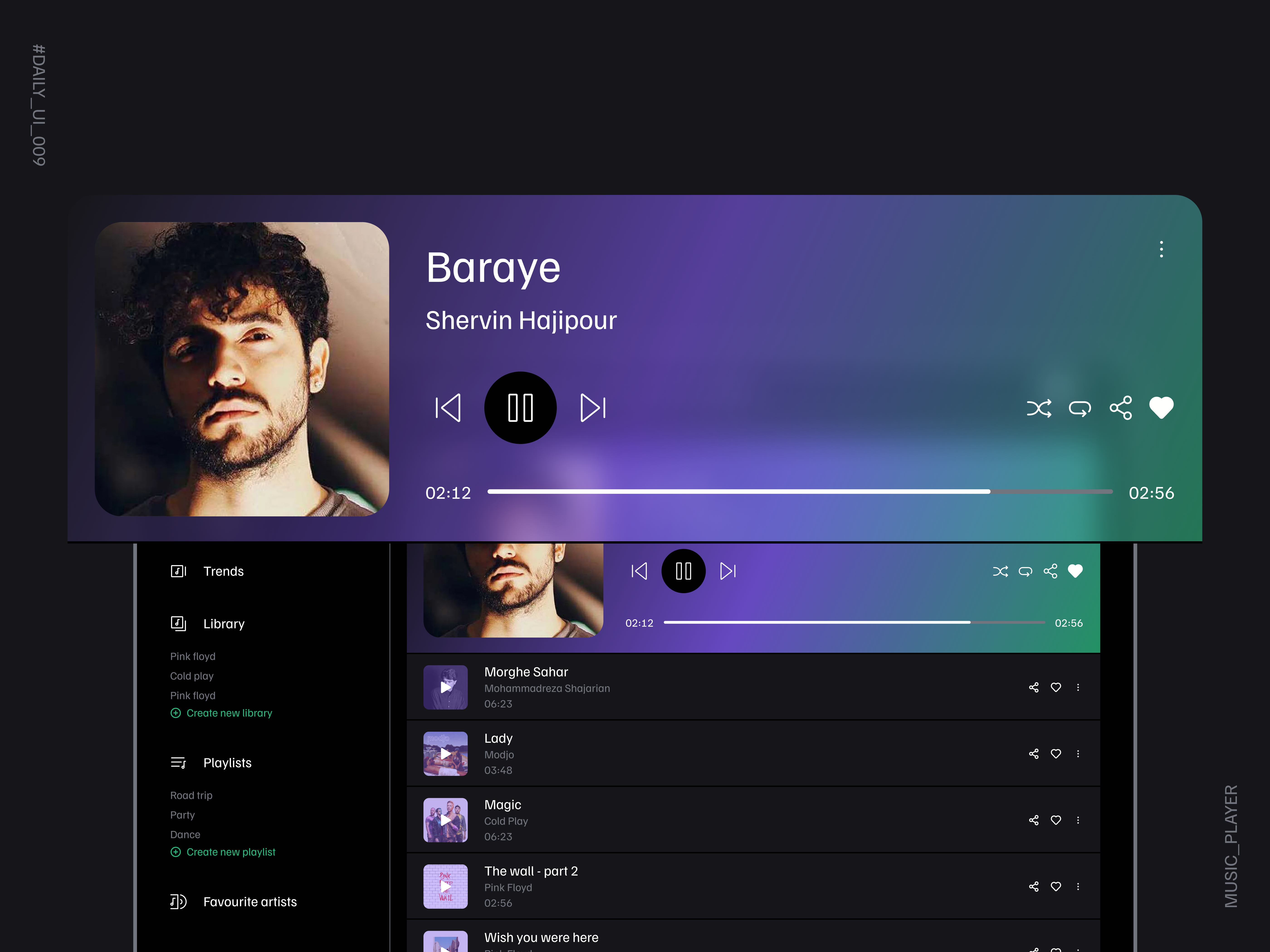 DailyUI 009 - Music Player 009 branding dailyui design graphic design music player ui ux