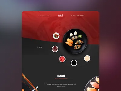 Sushi Restaurant - Landing Page Concept clean company website darkmode darktheme food japanese landing page product design restaurant shop sushi traditional food ui ux web design