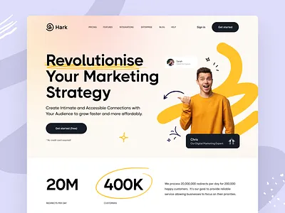 Hark Landing Page Design — B2B SaaS Platform for Marketers data graphic design home page homepage landing landing page landing page design saas landing page web web page web site website