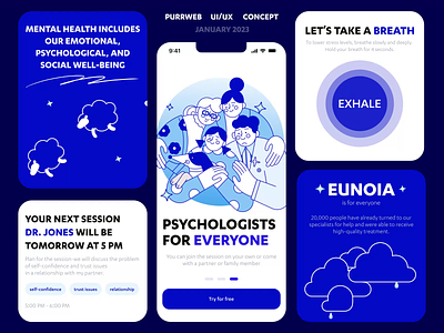 Mental Health Mobile IOS App android animation app app interaction counseling dashboard design health ios mental mobile mobile app mobile ui motion online psychologists ui ux wellness