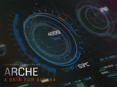 Arche - Technical Sensor Panel aida64 bars dials display futuristic gauges graphs illustration interface sensor panel sensorpanel technical ui vector