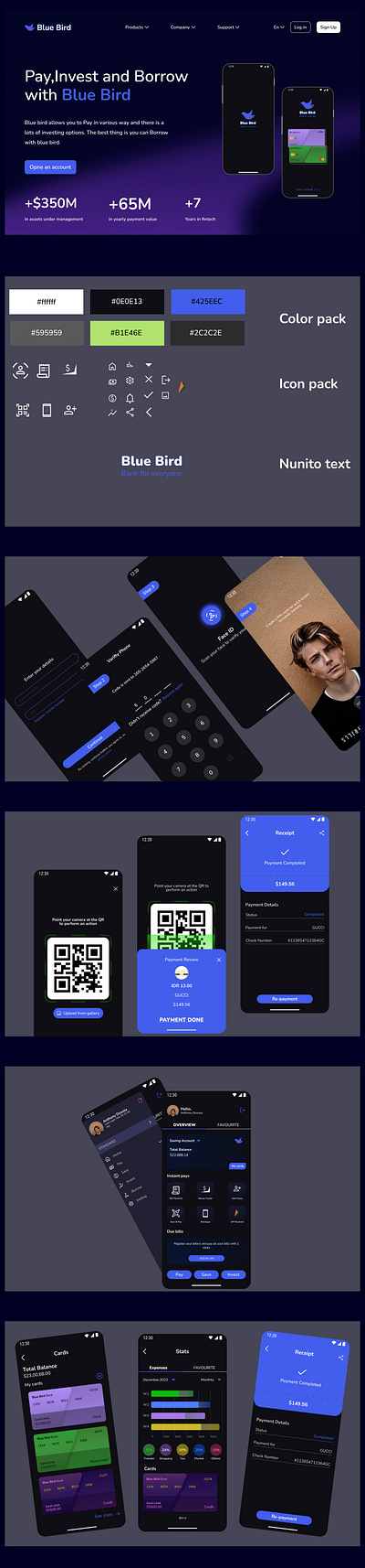 Blue Bird Banking app app banking app banking ui design design figma design fintech graphic design landing page mobile banking mobile ui ux payment payment app ui ui uiux