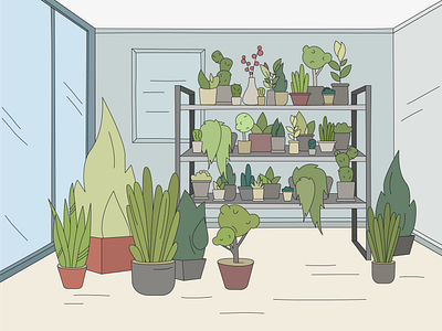 Illustration of a flower shop flowers greenery illustration shop