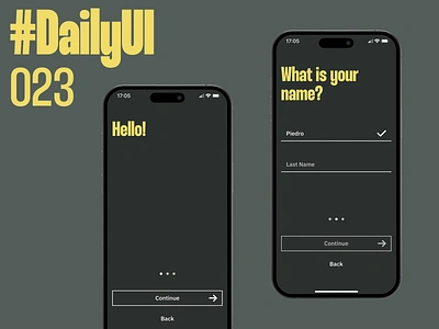 #DailyUI 023 - Onboarding 023 app continue daily ui dailyui dailyui023 design figma font name onboard onboarding thunder ui yellow