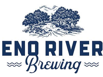 Eno River Brewing Logomark created by Steven Noble artwork brand mark design engraving etching illustration ink line art logo scratchboard steven noble visual identity woodcut