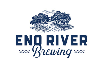 Eno River Brewing Logomark created by Steven Noble artwork brand mark design engraving etching illustration ink line art logo scratchboard steven noble visual identity woodcut