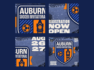 Auburn Soccer Invitational - Brand auburn big sam branding clock tower football graphic design illustration logo soccer social media sports