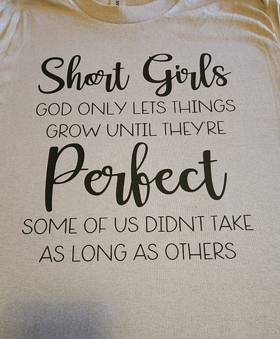 Short Girls T-Shirt Design cursive illustration shirt design typography