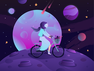 Girl in space girl illustration space vector