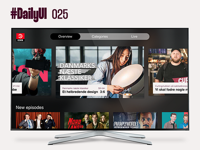 #DailyUI 025 - TV App app daily ui dailyui dailyui025 danmarks radio design dr dr tv drtv figma re design smart tv smarttv tv app tv os ui