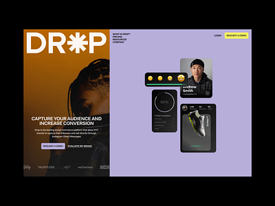 DROP—Header Variations brand brand identity branding color ecommerce header marketing marketing website typography