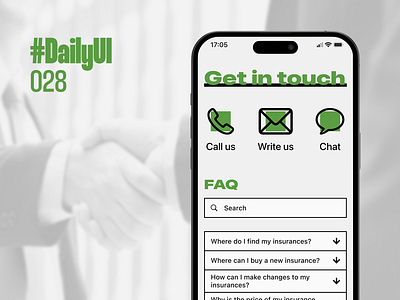 #DailyUI 028 - Contact Us 028 app contact us daily ui dailyui dailyui028 design figma green icons insurance overdimensioned oversized ui