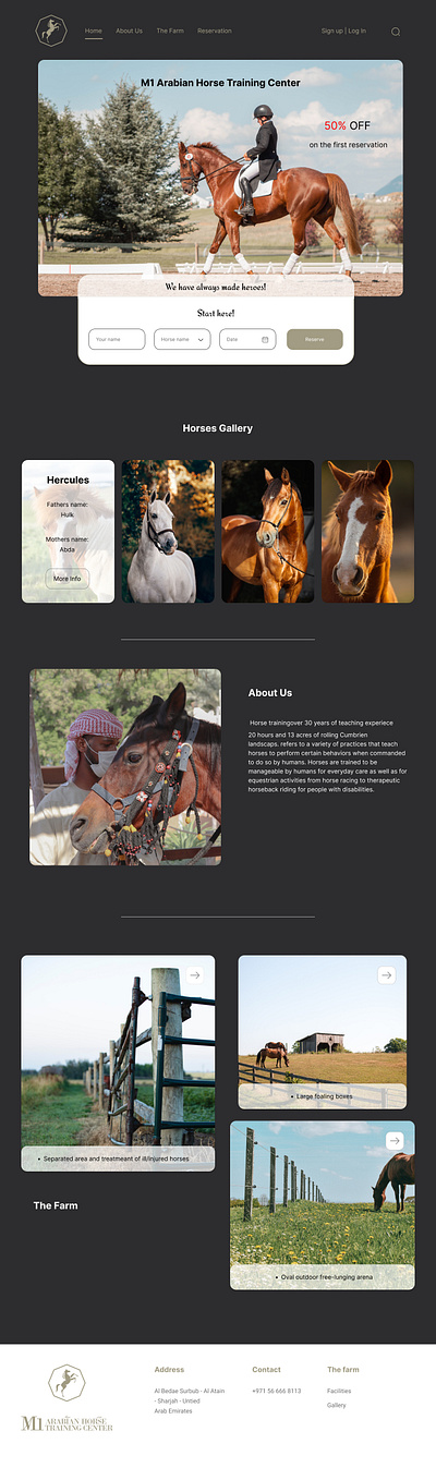 Horse training club design graphic design horse horse club horse training ui ux web design
