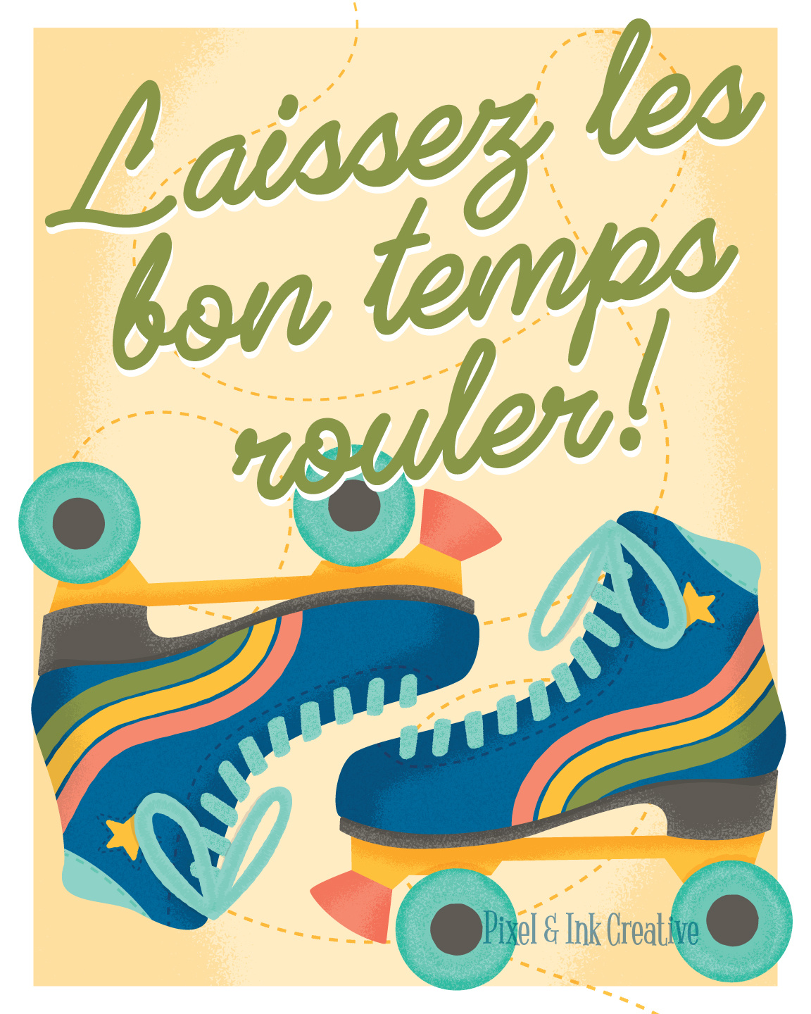 Let The Good Times Roll! illustration louisiana retrosupply skating vector