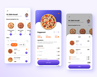 PIZZALINNO - pizza delivery app app design illustration ui ux