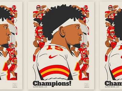 SB Champs! all the pretty colors athlete character chiefs football illustration kansas city nathan walker nfl poster sports