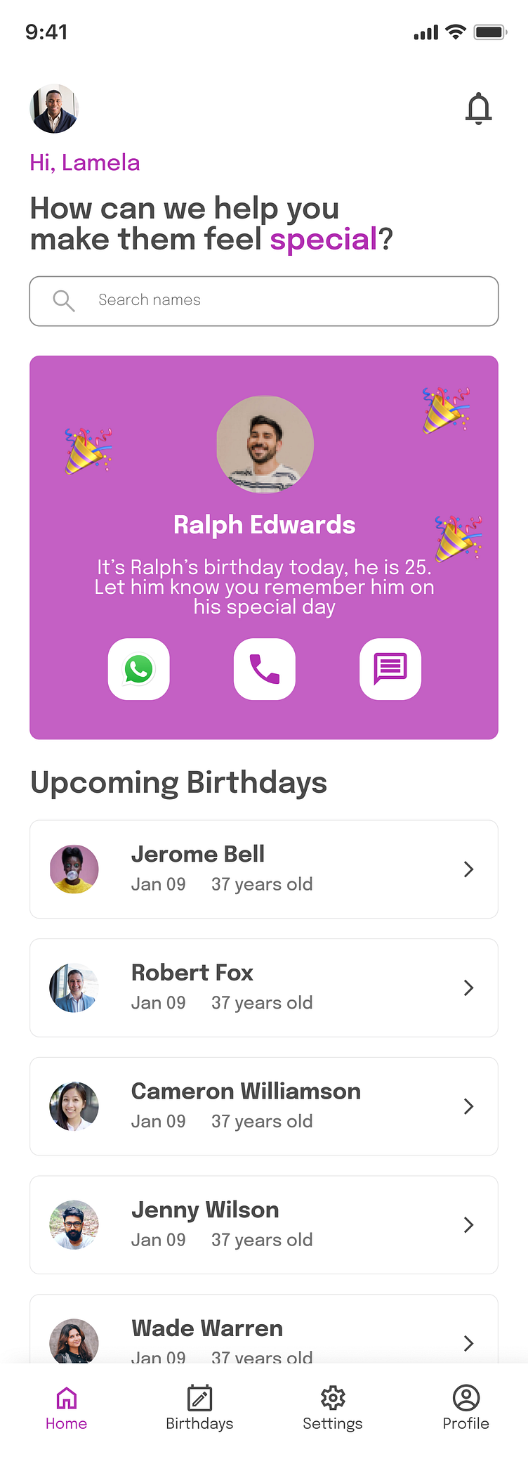 Birthday reminder home page. by Ridwan Yusuf on Dribbble