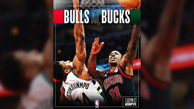 BULLS VS BUCKS - TUNE-IN adobe adobe photoshop basketball creative graphic design instagram nba social social media typography