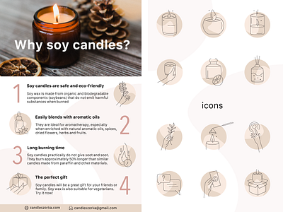 Infographics and icons Soy wax graphic design icons infographics soy vector