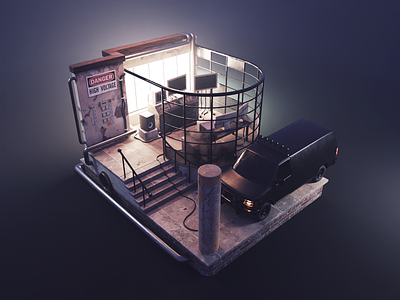 The Punisher 3d blender diorama illustration isometric netflix punisher render