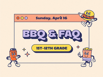 BBQ & FAQ barbecue bbq church illustration kids retro youth