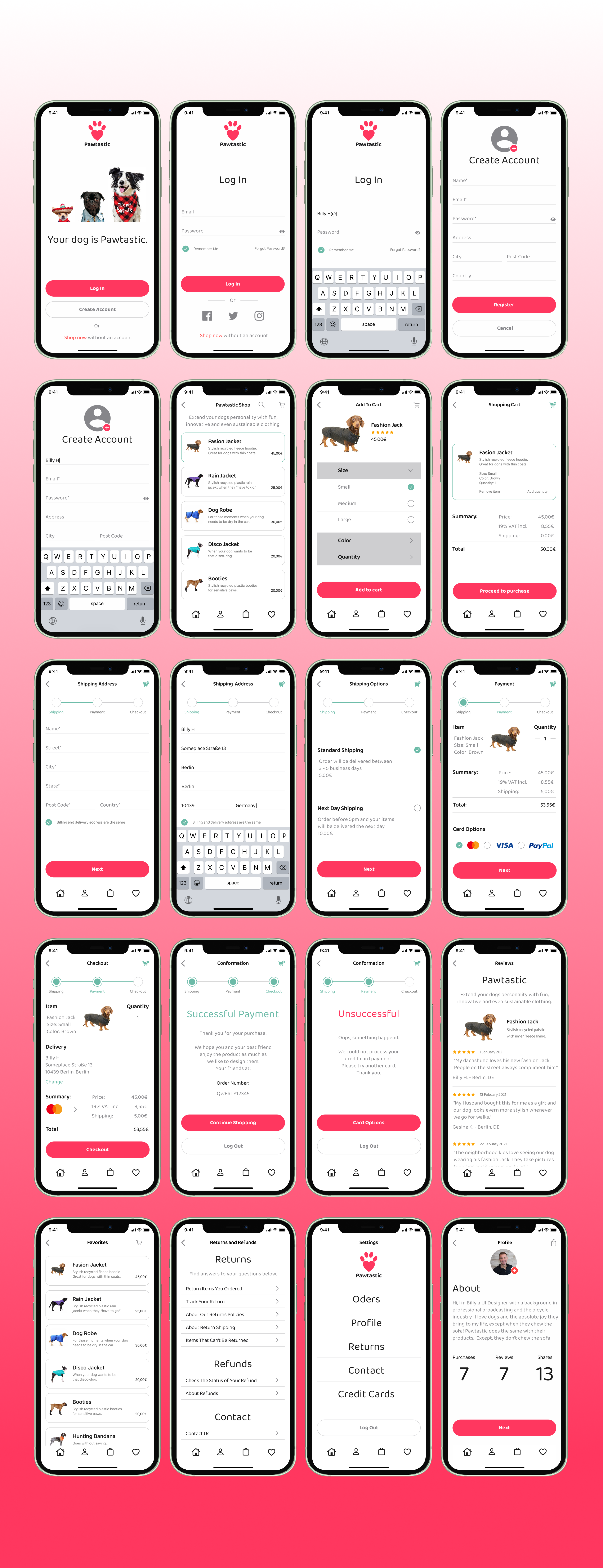 Pawtastic - Career Foundry UI Project billy hammond uxui designer pawtastic ui