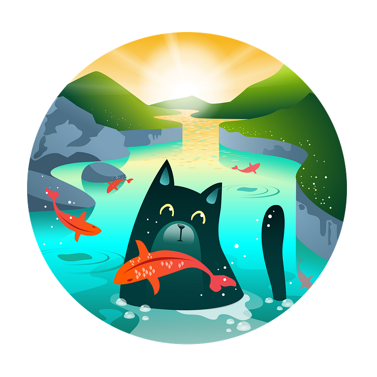 Fish and cat by Maria Meniailova on Dribbble