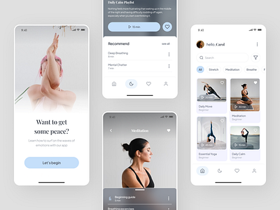 Yoga and Meditation Mobile App app app design design fitness fitness app health health app meditaion app meditation mobile mobile app modern ui ui design ui kit uiux uiux design ux yoga yoga app