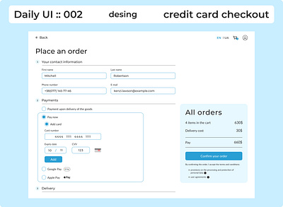 Daily UI 2 Credit Card Checkout #DailyUI design typography ui