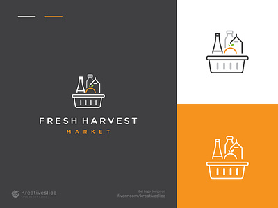 Fresh Harvest Market logo design design dribbble logo fiverr logo fresh logo grocery logo grocery shop logo design kreativeslice logo logo design market logo minimal logo design modern logo nature logo shopping logo supermarket logo