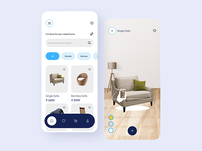 Interior Design App UI- Visualize your home Interior in AR 📷 animation app design ar app graphic design motion graphics product design ui vr app