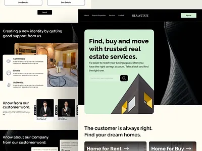 REALYSTATE - Real Estate Landing Page Website. branding design designing hellodribbble landing page landing page design landing page ui logo minimal one page website property real estate ui uiux webpage website design