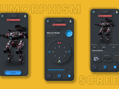 CYBORG - NEUMORPHISM SCREEN 3d animation app design glassmorphism graphic design motion graphics neumorphism skewmorphism ui