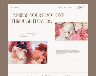 Flower shop KVITY website concept design ui ux