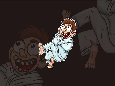 Funny Boy Cartoon Drawing and Illustration boy cartoon cartoon illustration character design drawing etsy illustration illustrator kids laughing logo mascot retro sticker straight jacket straitjacket t shirt illustration vector winter